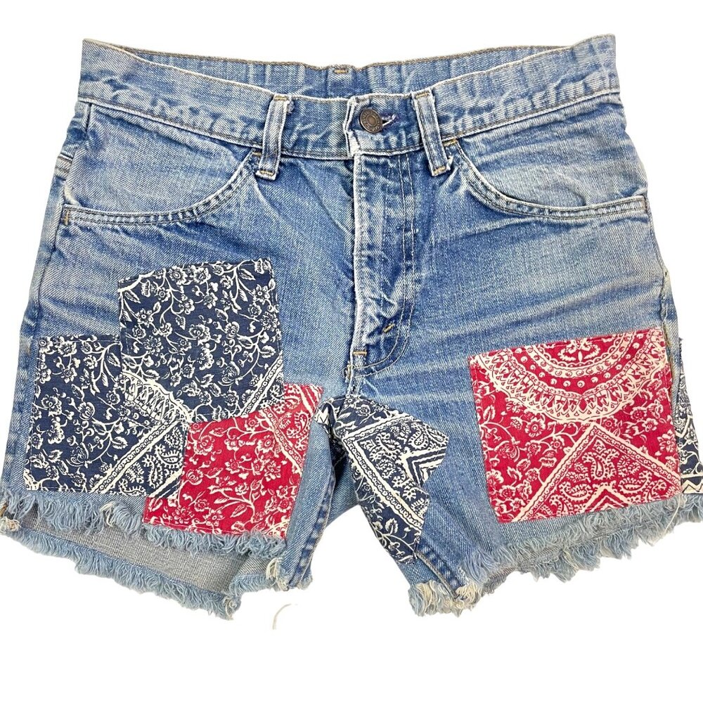 Orange Tab Levi's 1960's Womens Denim Shorts Daisy Dukes Patchwork Size 2-4 RARE